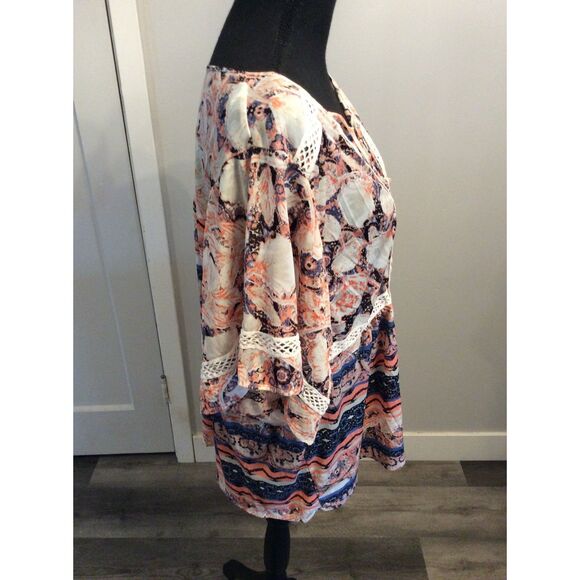 Boho Butterfly Sleeves Tunic Lace Plus size 1X Floral Stretch - Picture 3 of 5